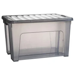 Opbergboxen-PlasticForte Opbergbox met deksel - grijs - 47L - kunststof