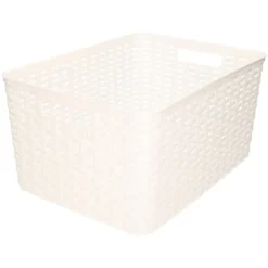 PlasticForte Opbergmand - Kastmand - rotan kunststof - wit - 18 L