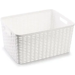 PlasticForte Opbergmand - Kastmand - rotan kunststof - wit - 18 L