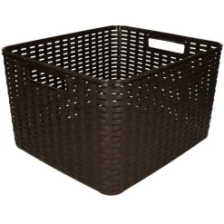 Opbergmanden-PlasticForte Opbergmand - rotan kunststof - donkerbruin - 28 L