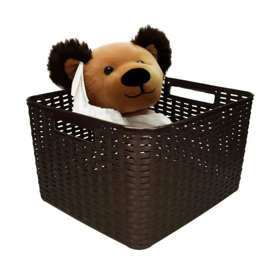 Opbergmanden-PlasticForte Opbergmand - rotan kunststof - donkerbruin - 28 L