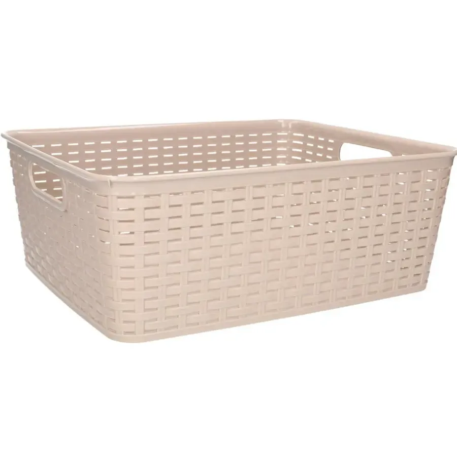 Opbergmanden-PlasticForte Opbergmand/kastmand - kunststof - beige - 12L