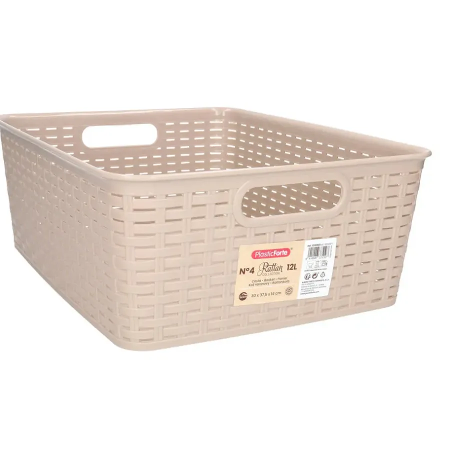 Opbergmanden-PlasticForte Opbergmand/kastmand - kunststof - beige - 12L