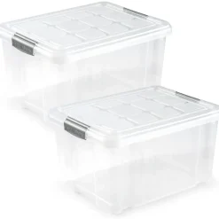Opbergboxen-PlasticForte Opslagbakken - met deksel - 25L - 42x36x25 cm