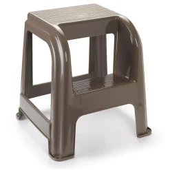 PlasticForte Opstapkrukje - 2 tredes - bruin - 45 cm