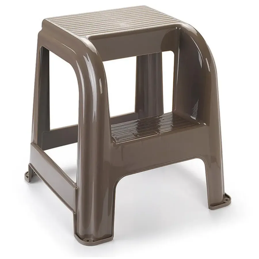 PlasticForte Opstapkrukje - 2 tredes - bruin - 45 cm