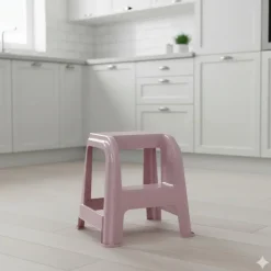 PlasticForte Opstapkrukje - 2 tredes - roze - 45 cm