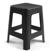 Krukjes-PlasticForte Rotan opstapje/krukje - kunststof - zwart