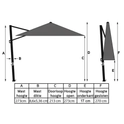 Platinum Challenger vierkante parasol T1 Premium 3,5x3,5 m - Manhattan