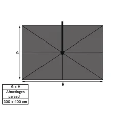 Platinum Challenger zweefparasol T1 Premium 4x3 m. - Faded Black