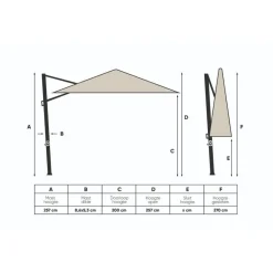 Parasols-Platinum Challenger Zweefparasol T1 Premium 4x3 m. - Champagne - Teak