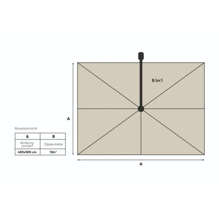 Parasols-Platinum Challenger Zweefparasol T1 Premium 4x3 m. - Champagne - Teak