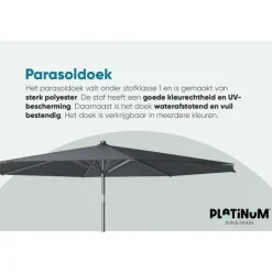 Platinum Riva stokparasol 3 m. rond - Teak Antraciet