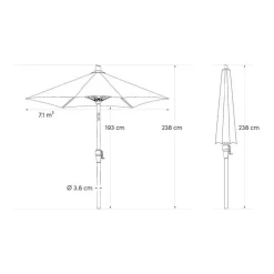 Platinum Riva stokparasol 3 m. rond - Teak Taupe