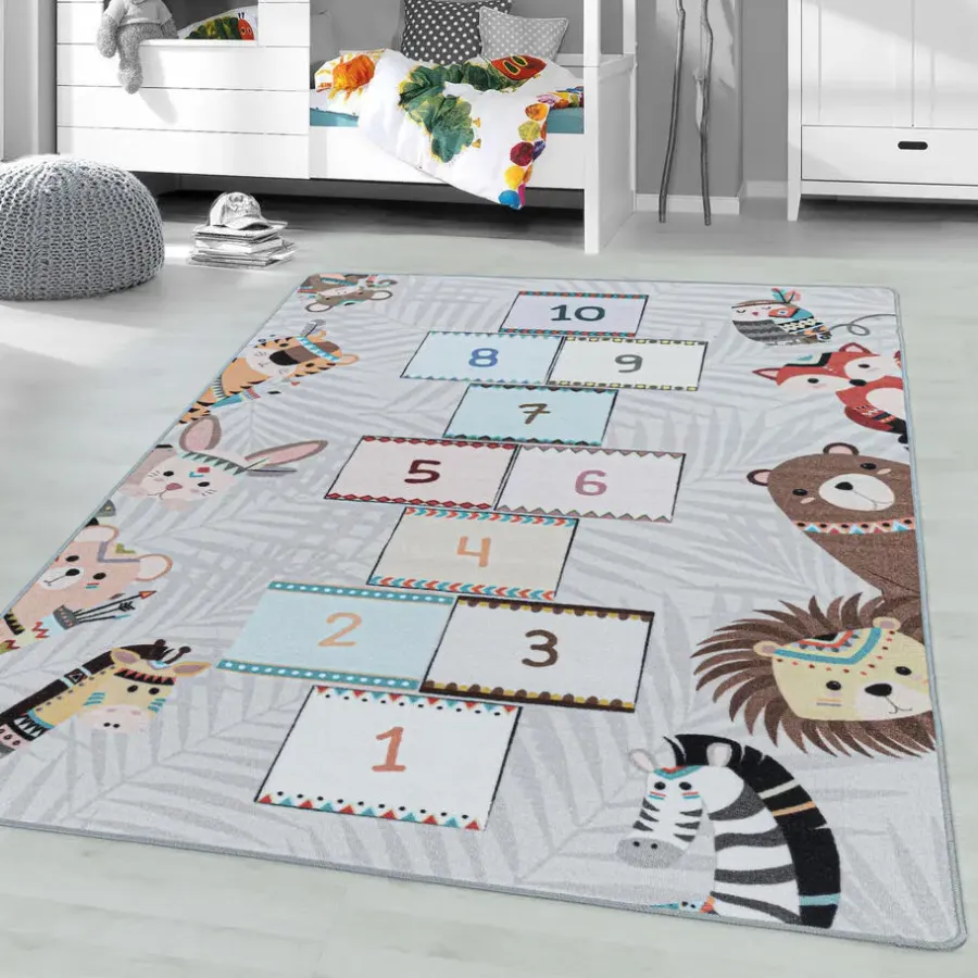 Vloerkleden Kinderkamer-Muratap Play Hinkel Speeltapijt - 160x230 cm - Grijs - Vloerkleed Kinderkamer