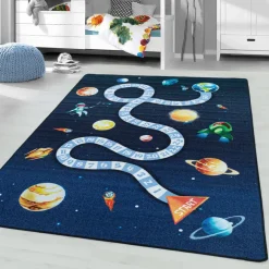 Muratap Play Speeltapijt Ruimte - 120x170 cm - Blauw - Vloerkleed Kinderkamer