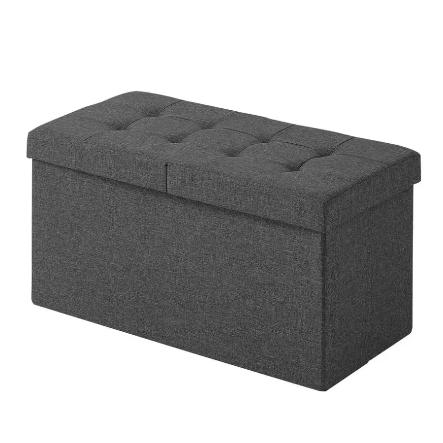 Poefen-Merkloos Poef - opvouwbaar - zonder poten - stof - 76 cm - donkergrijs
