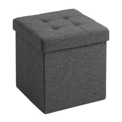 Poefen-Merkloos Poef - opvouwbaar - zonder poten - stof - 38 cm - donkergrijs