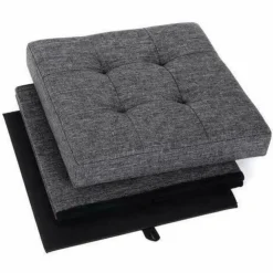 Poefen-Merkloos Poef - opvouwbaar - zonder poten - stof - 38 cm - donkergrijs