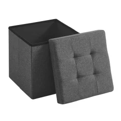 Poefen-Merkloos Poef - opvouwbaar - zonder poten - stof - 38 cm - donkergrijs