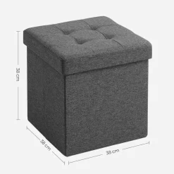 Poefen-Merkloos Poef - opvouwbaar - zonder poten - stof - 38 cm - donkergrijs