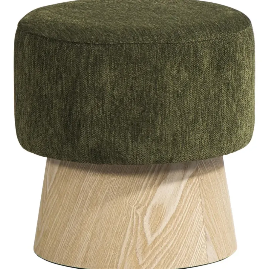 Leen Bakker Poef Almeria - groen - 40xØ40 cm