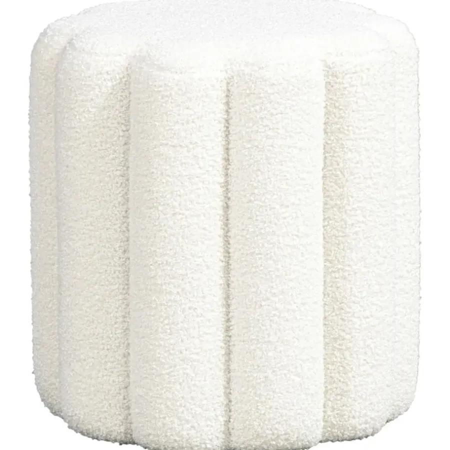 Leen Bakker Poef Bilbao - wit - 40xØ38 cm