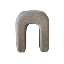 Poefen-Giga Meubel Poef Bouclé Taupe - Zithoogte 45 cm - Japandi Stijl