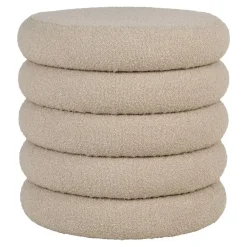 House Nordic Poef Grijs - Ø44x44cm - Ronde Poef - Poef Brooklyn