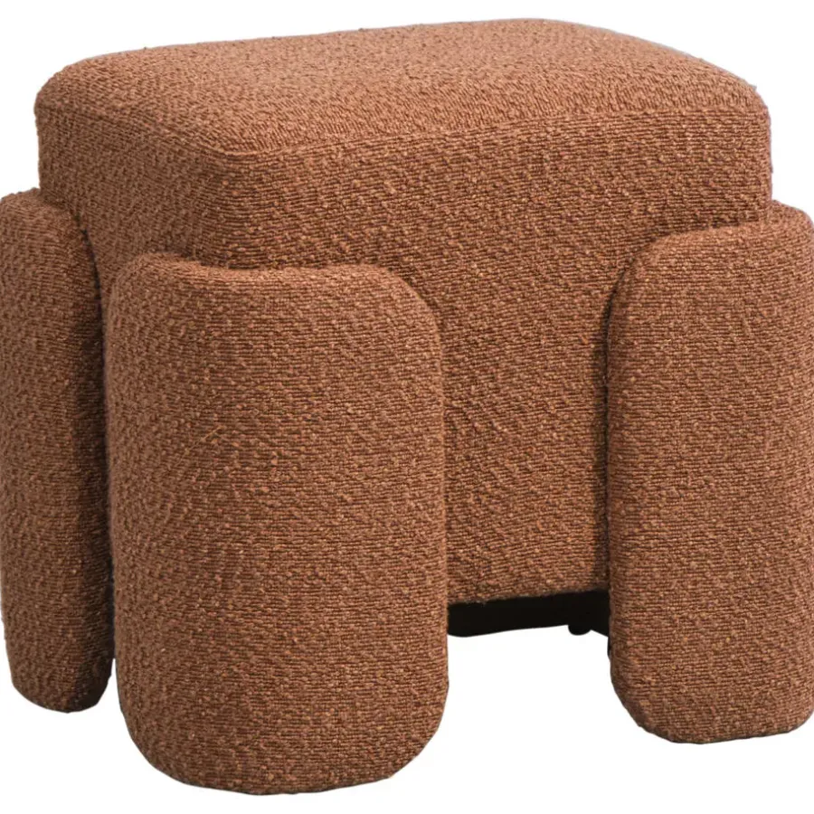 Leen Bakker Poef Lorca - bruin - 40xØ37 cm