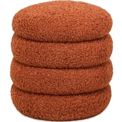 Nordlys Poef met terracotta krullen en houten basis