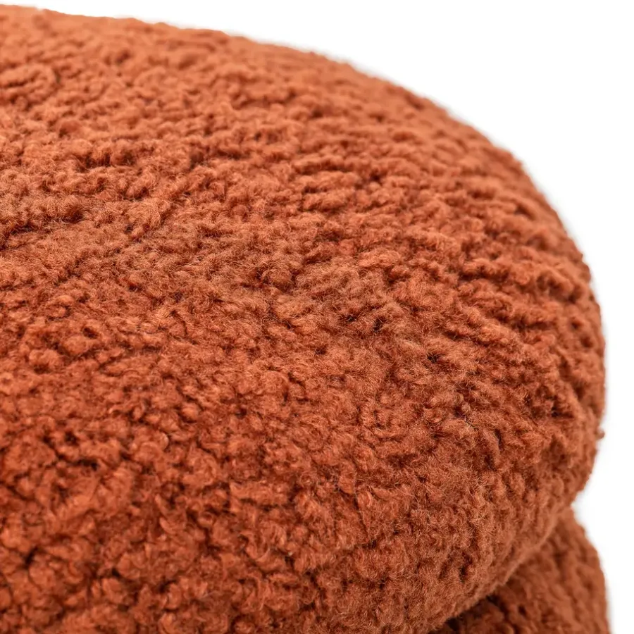 Nordlys Poef met terracotta krullen en houten basis