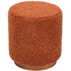 Nordlys Poef met terracotta krullen en houten basis