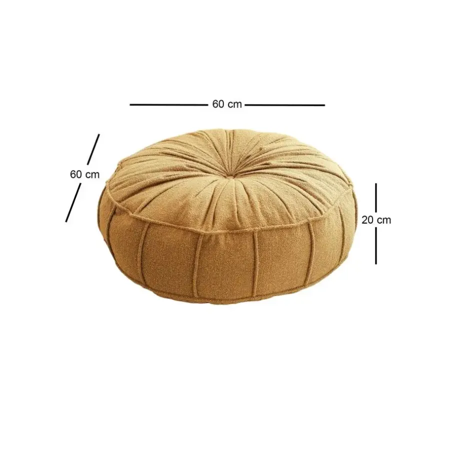Arabic House Poef Rond - Teddy Geel - Zitkussen - 60x60x20cm - Vintage