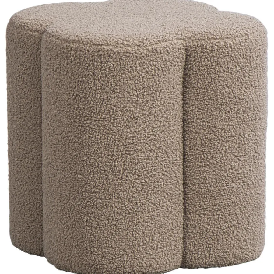 Leen Bakker Poef Valencia - taupe - 38xØ35 cm