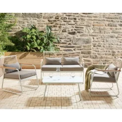 Beliani POMONTE - Tuinset 4-zits - Wit - Staal