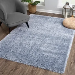 Vloerkleden|Hoogpolige Vloerkleden-Muratap Porto Soft Fluffy Vloerkleed Hoogpolig Effen Blauw - 140X200 CM