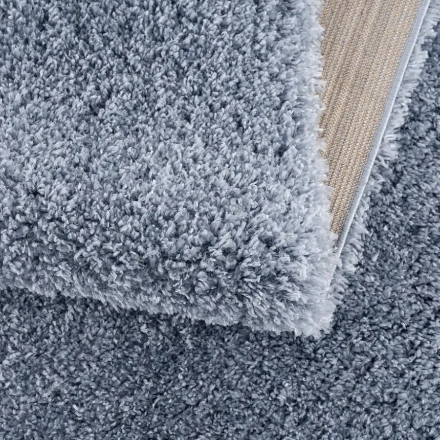 Vloerkleden|Hoogpolige Vloerkleden-Muratap Porto Soft Fluffy Vloerkleed Hoogpolig Effen Blauw - 140X200 CM
