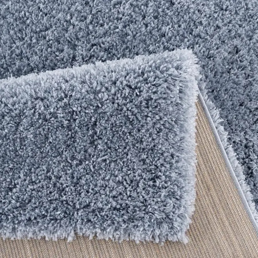 Vloerkleden|Hoogpolige Vloerkleden-Muratap Porto Soft Fluffy Vloerkleed Hoogpolig Effen Blauw - 140X200 CM