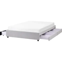 Twijfelaars-Beliani PRADES - Bed met opbergruimte - Lichtgrijs - 140 x 200 cm - Polyester