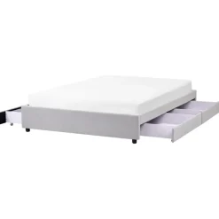 Beliani PRADES - Bed met opbergruimte - Lichtgrijs - 160 x 200 cm - Polyester