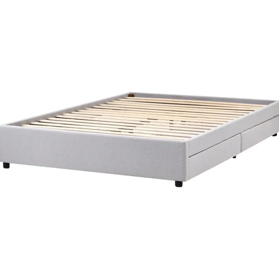 Beliani PRADES - Bed met opbergruimte - Lichtgrijs - 160 x 200 cm - Polyester