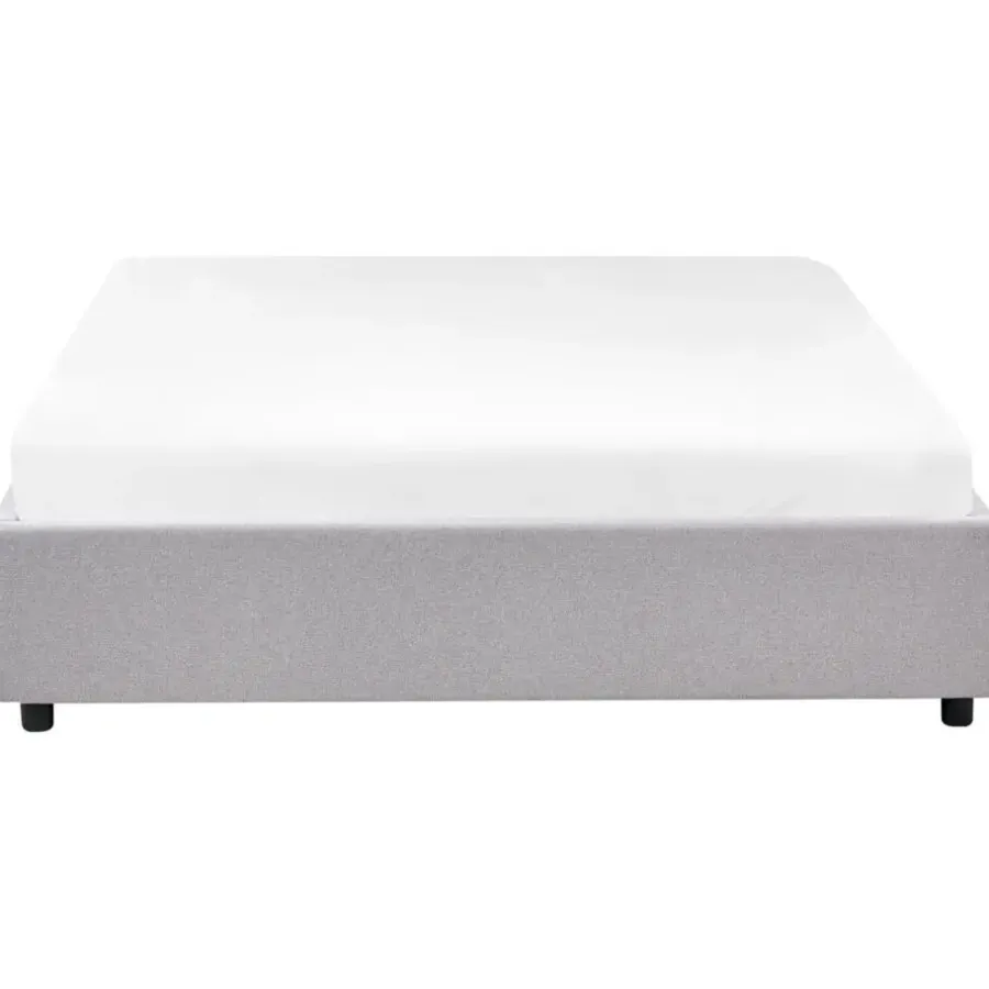 Beliani PRADES - Bed met opbergruimte - Lichtgrijs - 160 x 200 cm - Polyester