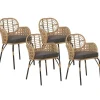 Tuinstoelen-Beliani PRATELLO - Tuinstoel set van 4 - Naturel - Rotan