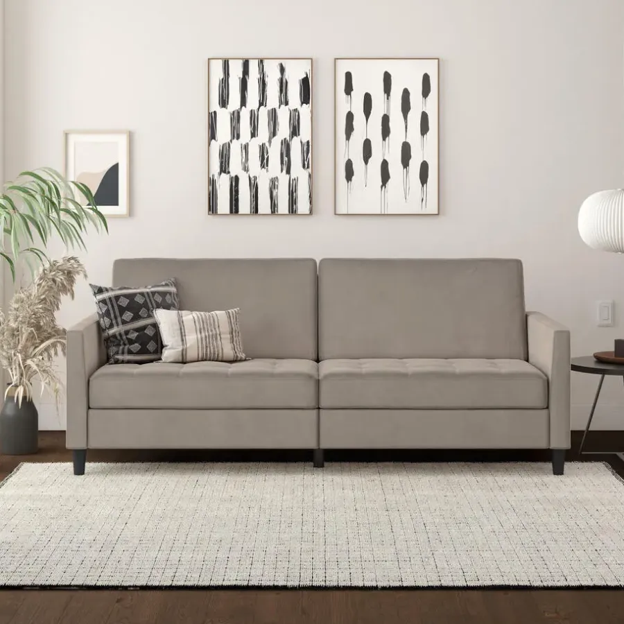 Dorel Home Presley - 3-zits slaapbank in taupe fluweel