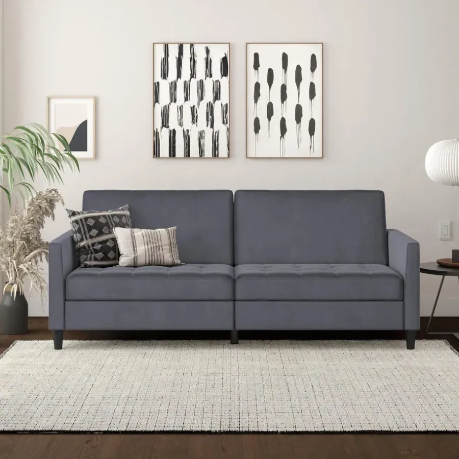 Dorel Home Presley - 3-zits slaapbank in taupe fluweel