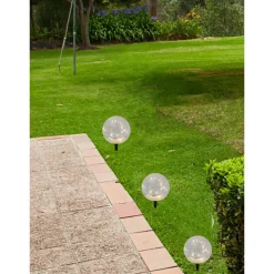 Merkloos Prikspot - solar tuinverlichting - glazen crawuele bol - 20 cm