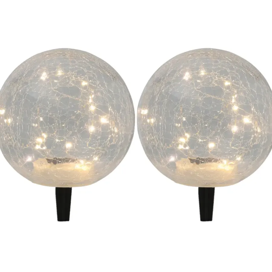 Merkloos Prikspot - solar tuinverlichting - glazen crawuele bol - 20 cm