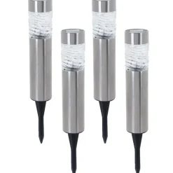 Pro Garden Prikspotje - 4 stuks - solar tuinverlichting - RVS - 39 cm