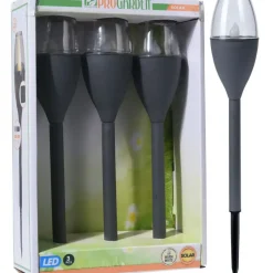 Buitenverlichting|Prikspots-Pro Garden Solar LED lantaarns - 3x st - zwart - 31 cm